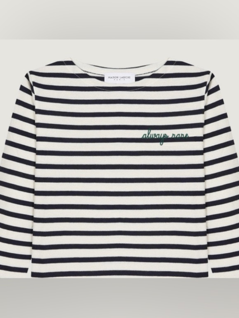 MAISON LABICHE Paris Always Rare Embroidered Striped Cotton Sailor Breton Tee M